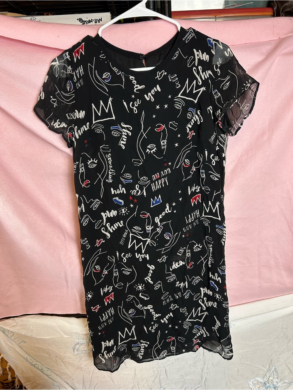 Ikks Black Graphic Print Short Sleeve Top